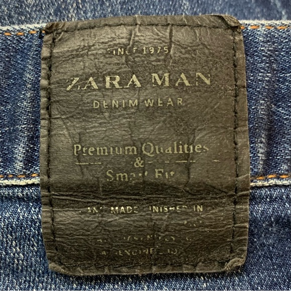 Men's ZARA MAN Indigo Blue STRETCH Mid Rise SLIM FIT Designer DENIM JEANS  34 - Picture 6 of 7